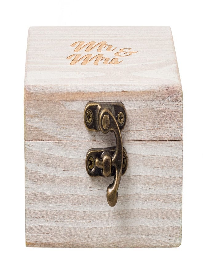 Strova Wooden Ring Box for Wedding Rings and Couple Jewelry - Engraved Mr. & Mrs. Lettering - Ring Bearer Box for Display or Personal Organizer - Brass Latch and Soft, Protective Ring Cushions - Image 5